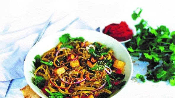 Image of Red Curry with Edamame Fettuccine and Tofu